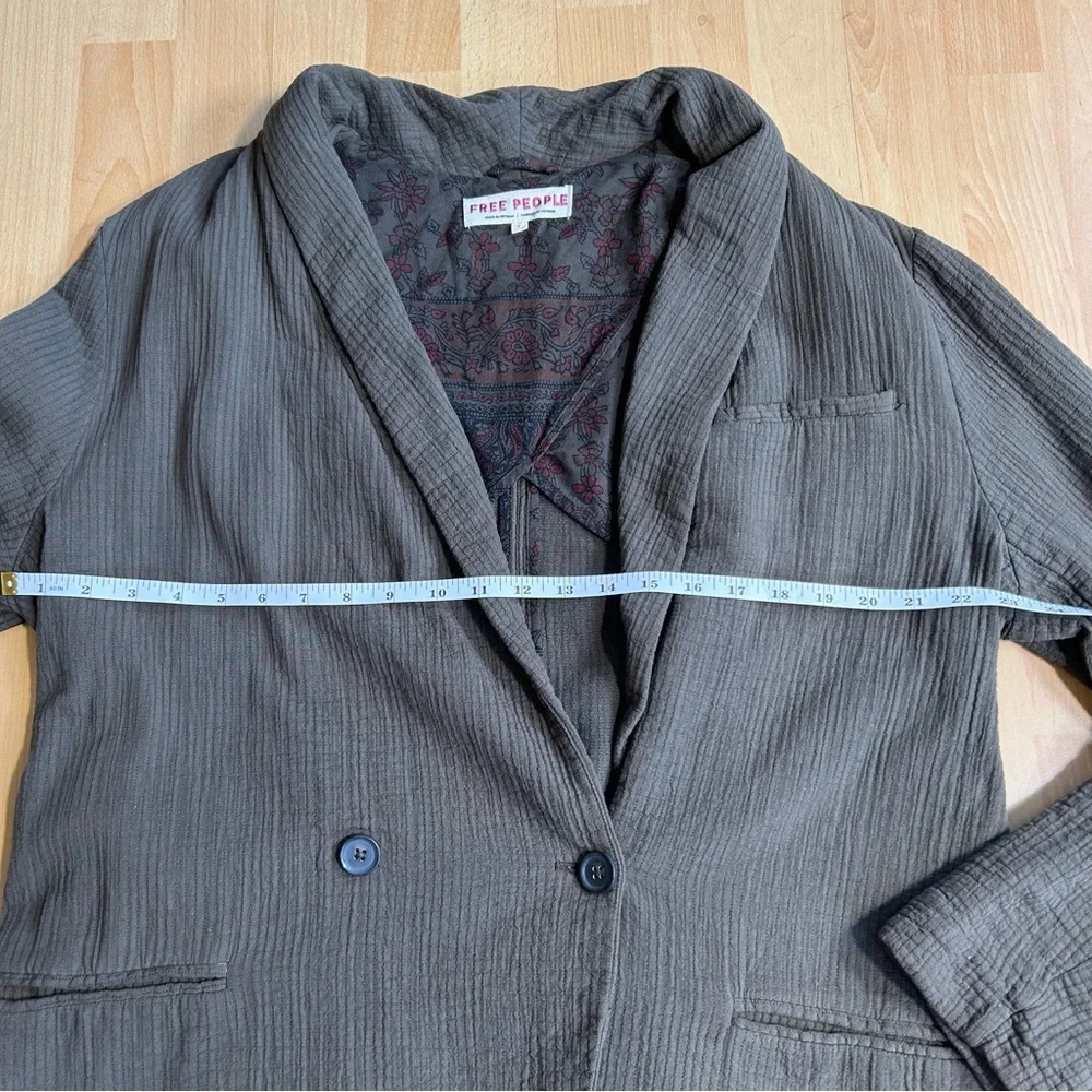 Free People Rowan Blazer Army Green Large Preppy Fall Boho - Picture 12 of 15